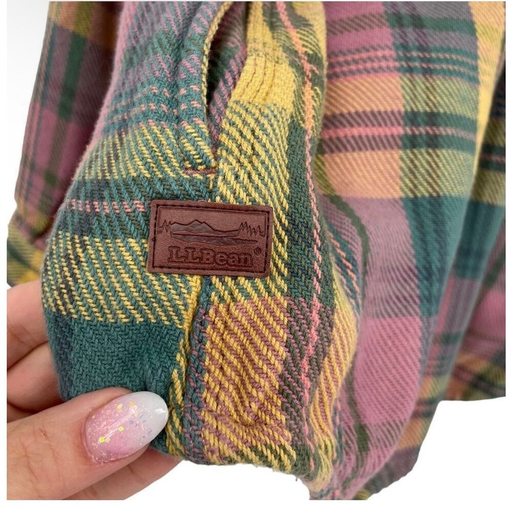 L.L.Bean Plaid Chamois Flannel Shirt Jacket Shacket Cottagecore Oversized XL - Picture 5 of 9